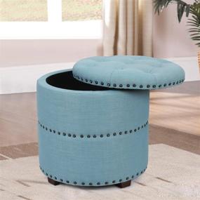 img 2 attached to Homebeez Ottoman Footstool Nailhead Cylinder