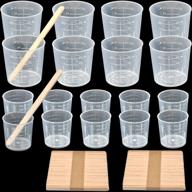 🎨 ofnmy 100 pack 30ml and 60ml plastic graduated cups with wood stir sticks - perfect for mixing paint, stain, epoxy, and resin logo