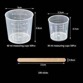 img 3 attached to 🎨 OFNMY 100 Pack 30ml and 60ml Plastic Graduated Cups with Wood Stir Sticks - Perfect for Mixing Paint, Stain, Epoxy, and Resin