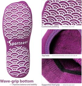 img 3 attached to 🧦 Sportneer Yoga Socks for Women 3 Pairs: Non-Slip Grip Socks for Yoga, Barre & Pilates - 100% Cotton, with Top Hole for Hospital Use