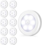 🔦 amir upgraded motion sensor lights - battery-powered led night lights, stick-anywhere closet lights, stair lights, wall lights for hallway, bathroom, bedroom, kitchen, etc. (white - pack of 10) logo