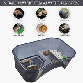 img 1 attached to 🐢 Turtle Tank Aquarium: Reptile Habitat with Basking Platform, Swimming & Feeding Areas, Hibernation & Breeding Zones, and Platform Plants (Black)