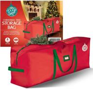 🎄 christmas tree storage bag - heavy-duty tree bag with reinforced handles & zipper, waterproof storage bag to protect from moisture & dust (red, suitable for 9 ft trees) logo
