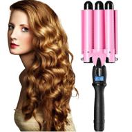 🌊 1 inch professional hair waver: fast heating triple barrel curling iron with lcd display, adjustable temperature, ceramic beachy wave wand for beachy waves logo