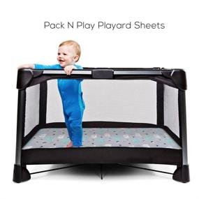 img 1 attached to 🐳 Brolex 2 Pack Stretchy Fitted Pack n Play Playard Sheet Set - Elephant & Whale Design
