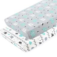 🐳 brolex 2 pack растяжимая набор простынь для детской кроватки pack n play - дизайн с слонами и китами логотип