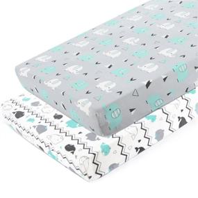 img 4 attached to 🐳 Brolex 2 Pack Stretchy Fitted Pack n Play Playard Sheet Set - Elephant & Whale Design