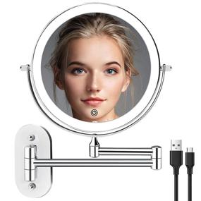 img 4 attached to 💄 Enhance your Beauty Routine with our Wall Mounted Lighted Makeup Vanity Mirror - 8 inch 1X/10X Magnifying Mirror with 3 Color Lights, Dimmable LED Lights, and 360° Swivel Extendable Design