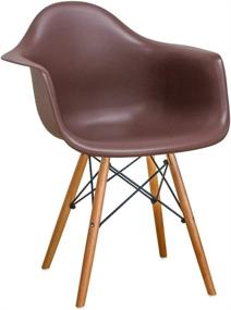 img 2 attached to 🪑 Mod Made Mid Century Modern Paris Tower Dining Arm Chair Wood Leg - Chocolate (Set of 2): Sleek Style and Comfort Combined