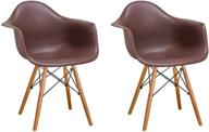 🪑 mod made mid century modern paris tower dining arm chair wood leg - chocolate (set of 2): sleek style and comfort combined логотип