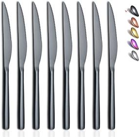 img 4 attached to 🔪 Ultimate Black Steak Knives Set: 8 Piece Premium Stainless Steel – German Serrated Blades – Ideal for Home, Kitchen, and Restaurants – Dishwasher Safe (9.2 Inch)