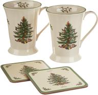 🎄 protective spode christmas tree mug coaster for maximum drink enjoyment logo