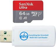 📱 sandisk ultra 64gb micro sd card for motorola cell phone compatible with moto e 2020, moto e7, moto g power, edge+ (sdsquar-064g-gn6mn) bundle with (1) everything but stromboli microsdxc memory card reader logo