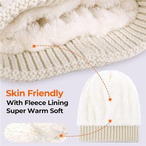 img 3 attached to 🧣 Warm up in Style with Livingston Women's Winter Soft Knit Beanie Hat featuring Faux Fur Pom Pom - Trendy Skull Cap Beanies for Women