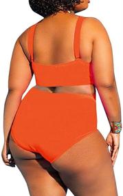 img 3 attached to 👙 YONYWA Plus Size Swimsuits: Sexy Tummy Control Bandage Swimwear for Women with High Waist - One-Piece