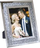 🖼️ excello global products sparkling crystal border decorative picture frame, 8"x10" photo holder with glass mirror. stand or hang - easel included! logo