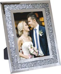 img 4 attached to 🖼️ EXCELLO GLOBAL PRODUCTS Sparkling Crystal Border Decorative Picture Frame, 8"x10" Photo Holder with Glass Mirror. Stand or Hang - Easel Included!