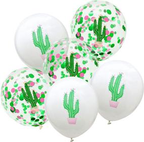 img 1 attached to 🌵 MEYSIMOON Cactus Party Decorations – Cactus Banner with 12 Latex Confetti Balloons for Fiesta, Luau, Summer, and Hawaii Parties