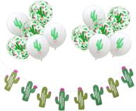 🌵 meysimoon cactus party decorations – cactus banner with 12 latex confetti balloons for fiesta, luau, summer, and hawaii parties логотип