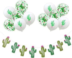 img 4 attached to 🌵 MEYSIMOON Cactus Party Decorations – Cactus Banner with 12 Latex Confetti Balloons for Fiesta, Luau, Summer, and Hawaii Parties