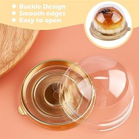 img 1 attached to 🧁 Convenient 50 Pack Mini Cake Containers Clear Plastic Cupcake Box with Dome Lids for Chocolate Covered Cookies, Muffin, Mooncake and Other Mini Desserts (Gold Base)