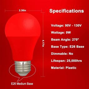 img 3 attached to 🔴 Vibrant LED Red Color Light Bulb | A19 E26 Base Red Bulbs - Illuminate with Rich Red Glow