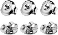 925 silver hypoallergenic earring backs replacements - secure push earring backs for studs, 18k white gold plated (whitegold earringbacks) logo