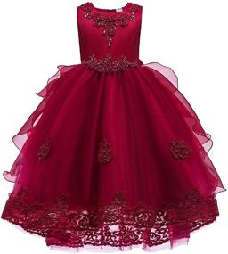 img 4 attached to 👑 Little Big Girl Flower Tulle Dress: Perfect for Princess Pageants, Birthdays, Weddings, and Formal Events