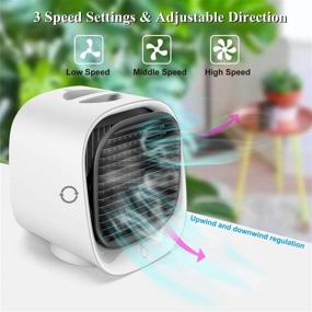 img 3 attached to 🌬️ Stay Cool Anywhere with the Portable Evaporative Personal Air Cooler Desk Fan - Mini AC with 3 Speeds, LED Light, and Small Humidifier Fan for Home Office Bedroom Travel (White)