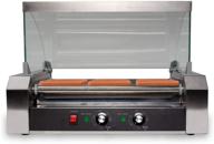 🌭 sybo et-r2-7 hot dog roller: commercial and household 18 hot dog sausage grill cooker machine with 7 non-stick rollers and removable stainless steel drip tray logo