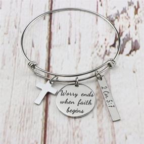 img 1 attached to Memgift Inspirational Bracelet: Christian Jewelry Gift for Her, Bible Verse Expandable Jewelry