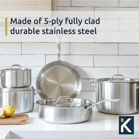 img 3 attached to 🍳 Kitchara Stainless Steel Cookware Set, 10-Piece, Premium Quality Brushed 18/10 Stainless Steel, 5-Ply Construction - Ideal for Home Chefs!