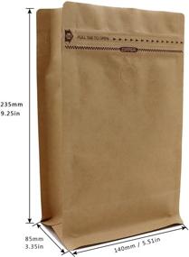 img 1 attached to 👜 1lb/16oz Kraft Paper Stand Up Coffee Bag/Flat Bottom Pouch with Air Release Valve and Reusable Side Zipper - Pack of 50