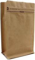 👜 1lb/16oz kraft paper stand up coffee bag/flat bottom pouch with air release valve and reusable side zipper - pack of 50 логотип