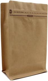 img 4 attached to 👜 1lb/16oz Kraft Paper Stand Up Coffee Bag/Flat Bottom Pouch with Air Release Valve and Reusable Side Zipper - Pack of 50