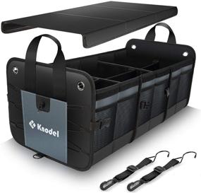 img 4 attached to 🚗 K KNODEL Car Trunk Organizer - Foldable Cover, Heavy Duty & Collapsible Storage with Lid, Gray