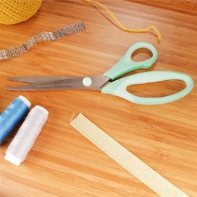 img 1 attached to 🌿 BambooMN Titanium Softgrip Scissors Set - Mint Green | Ideal for Sewing, Arts, Crafts, Office - 3 Piece Set with Light Inlays