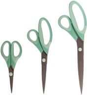 🌿 bamboomn titanium softgrip scissors set - mint green | ideal for sewing, arts, crafts, office - 3 piece set with light inlays logo