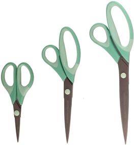 img 4 attached to 🌿 BambooMN Titanium Softgrip Scissors Set - Mint Green | Ideal for Sewing, Arts, Crafts, Office - 3 Piece Set with Light Inlays