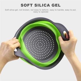 img 2 attached to 🥦 Convenient Collapsible Colander Set: 2 Pcs Silicone Kitchen Strainers for Easy Draining of Pasta, Vegetables, and Fruits - in Vibrant Green!