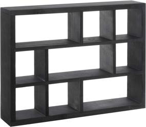 img 4 attached to 🪵 Rustic Wood Floating Shelves/Freestanding Shadow Box - MyGift 15-Inch Wall-Mounted, with 9-Slot, Vertical or Horizontal Design in Black