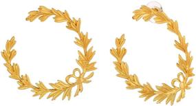 img 3 attached to 💫 Ethnadore Gold Plated Floral Leaf Spiral Stud Earrings Set – Statement Jewelry