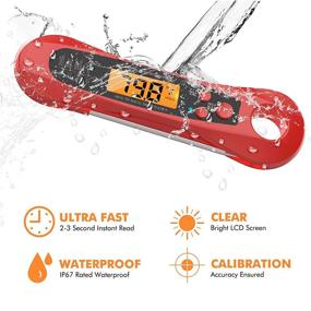 img 3 attached to Waterproof Digital Meat Thermometer for Cooking | Instant Read Food 🌡️ Thermometer with Backlight & Calibration | Kitchen Probe for Grilling, BBQ & Cooking