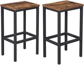 img 4 attached to 🪑 Set of 2 VASAGLE Bar Stools, Industrial Kitchen Breakfast Bar Chairs with Footrest, Rustic Brown and Black - Perfect for Living Room, Party Room (ULBC65X)