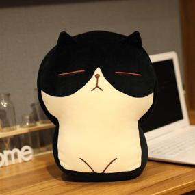 img 1 attached to Plush Cat Doll Pillow: Cute Fluffy Soft Bread Toast 🐱 Cat Cushion - Perfect Animal Pillow for Kids (Black, 17.7 inch)