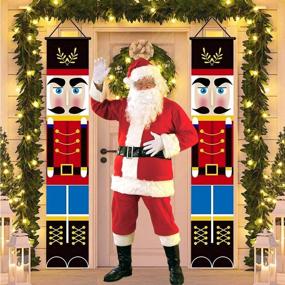 img 4 attached to FANA Nutcracker Banners Christmas Decorations 6ft - Outdoor Xmas Decor - Soldier Model Nutcracker Banners for Front Door Porch Garden Indoor Exterior Kids Party (Black Red)