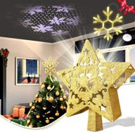 🌟 rotating led white snowflake projection christmas star tree topper – homlab gold star tree topper with extra window snowflake light, 3d hollow glitter home decoration for xmas holiday tree logo