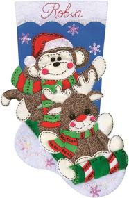 img 1 attached to 🧦 Tobin Sock Monkey Christmas Stocking Felt Applique Kit - 18 Inches in Length