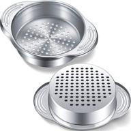 🥫 stainless steel tuna can strainer - set of 2 - food can filter sieve with press lid - ideal canning colander and oil drainer - perfect for beans, vegetables, and more logo