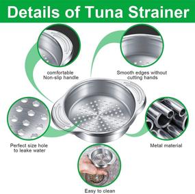 img 2 attached to 🥫 Stainless Steel Tuna Can Strainer - Set of 2 - Food Can Filter Sieve with Press Lid - Ideal Canning Colander and Oil Drainer - Perfect for Beans, Vegetables, and More